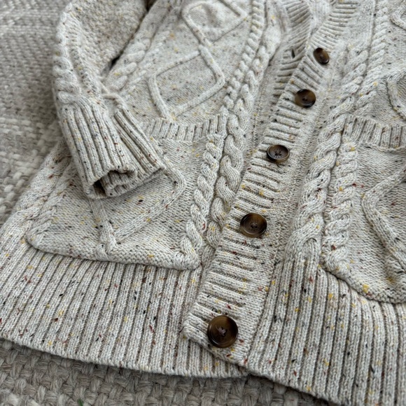 J. Crew Donegal long cable-knit cardigan sweater in Autumnal Neps - Picture 5 of 7